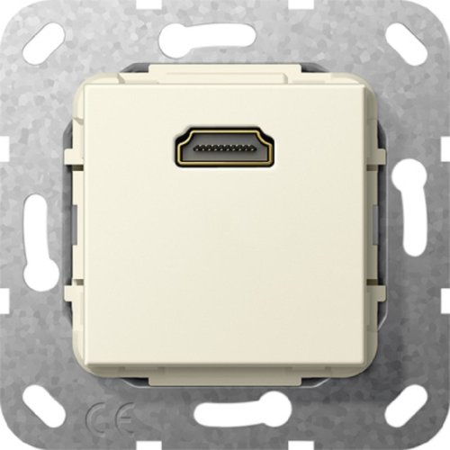 Розетка HDMI без рамки Gira System55 1-м. 16А кремовый глянец картинка